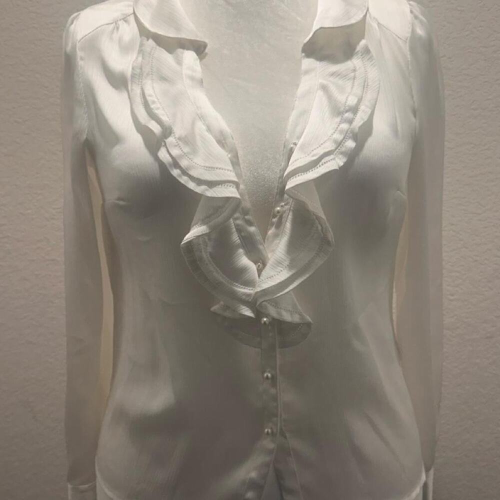Peter nygard white silk ruffle